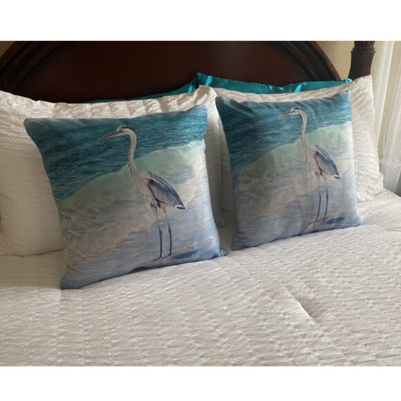 Beach Pillow Covers 2 Soft Cases Set Cottage Coastal Decor Nautical Decoration - Picture 3 of 7